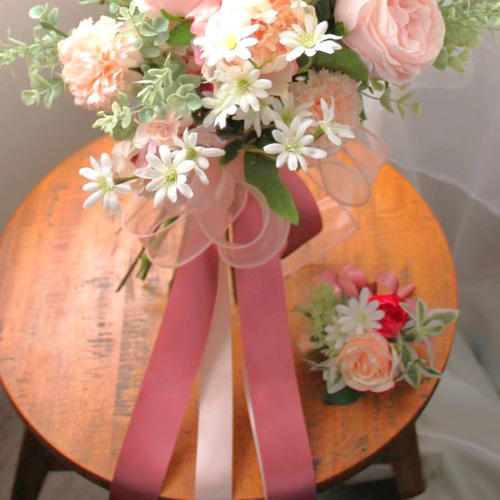 mpop様ご確認用 アーティフィシャルフラワー 結婚式 クラッチブーケ 造花 アーティフィシャルフラワー クラッチブーケ ブートニアセット 造花