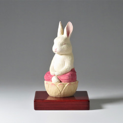 木雕坐禪兔 兔 2301 第2張的照片