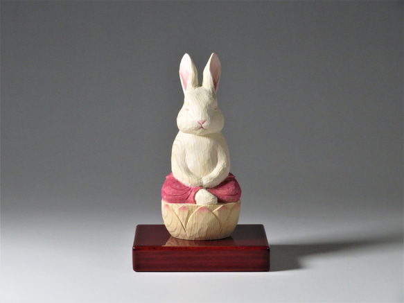 木雕坐禪兔 兔 2301 第1張的照片