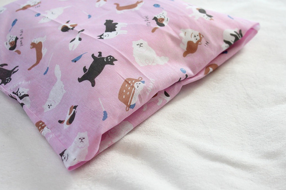 子供用枕カバー　猫ピンク地 4枚目の画像