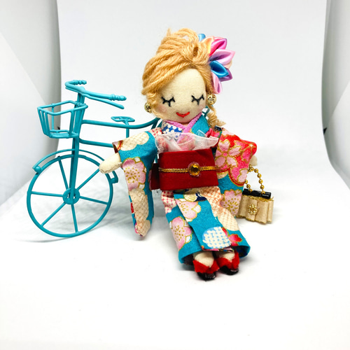 ハンドメイド ドールチャーム バッグチャーム☆振袖着物☆祝成人