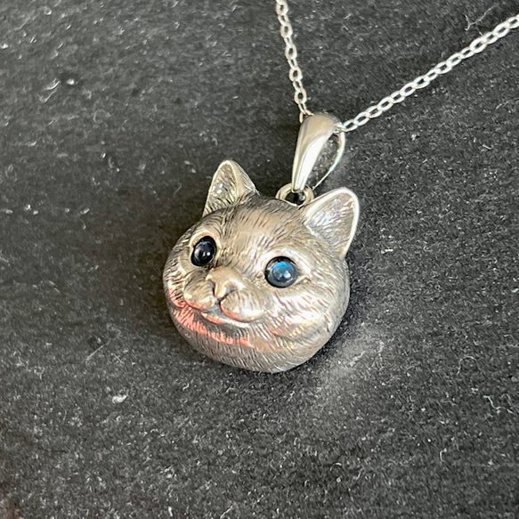 イギリス発送　トップグレード　ブルームンストーン　猫ネックレス　ハンドメイド　ヨーロピアンデザイン Silver925 2枚目の画像