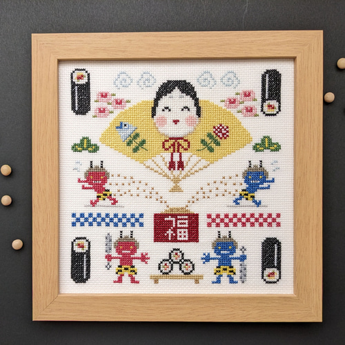 クロスステッチ図案【節 分】♬鬼は外 福は内 / カレンダー クロスステッチ図案【節 分】♬鬼は外 福は内 / カレンダー