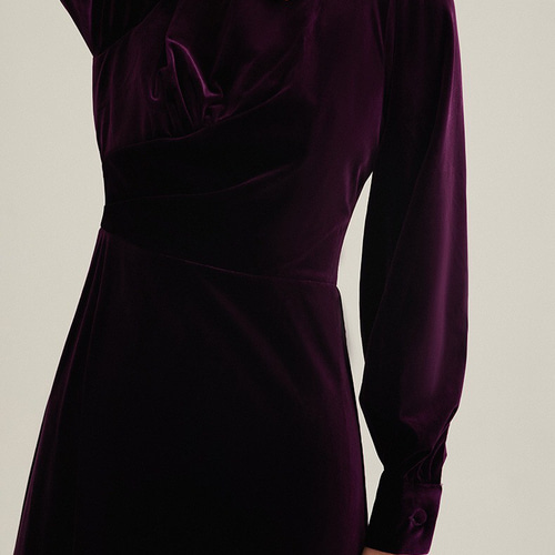 パープルベロアパーティロングドレス 演奏会 ドレス ウララ--1000着  