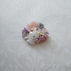 #303　刺繍ブローチ　Bouquet　ピンク 2枚目の画像