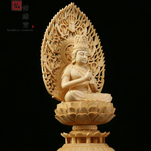 木彫り 仏像 大日如来座像 彫刻 一刀彫 天然木檜材 仏教工芸品 F 彫刻