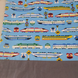再販　お着替え巾着（35×30）電車　新幹線　ブルー 2枚目の画像