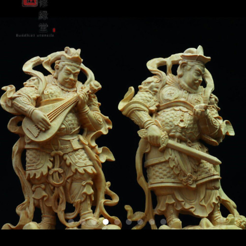 最高級 木彫り 仏像 四天王立像一式 柘植材 仏教工芸 精密彫刻 F 最高級 木彫り 仏像 四天王立像一式 柘植材 仏教工芸 精密彫刻 F