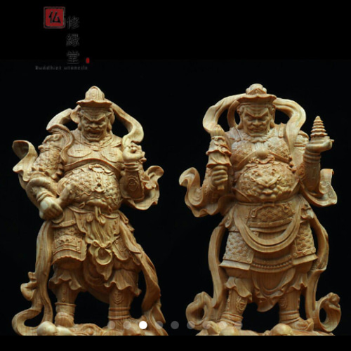 最高級 木彫り 仏像 四天王立像一式 柘植材 仏教工芸 精密彫刻 F 最高級 木彫り 仏像 四天王立像一式 柘植材 仏教工芸 精密彫刻 F