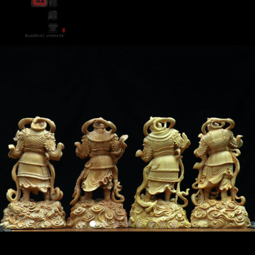 最高級 木彫り 仏像 四天王立像一式 柘植材 仏教工芸 精密彫刻 F 最高級 木彫り 仏像 四天王立像一式 柘植材 仏教工芸 精密彫刻 F