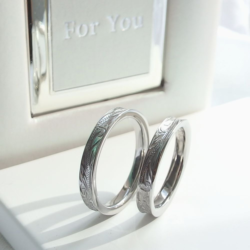 銀世界のハワイアンペアリング～ マリッジリング 結婚指輪 名