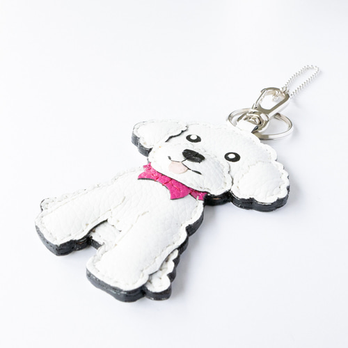 トイプードル ホワイト バッグチャーム キーホルダー バッグ