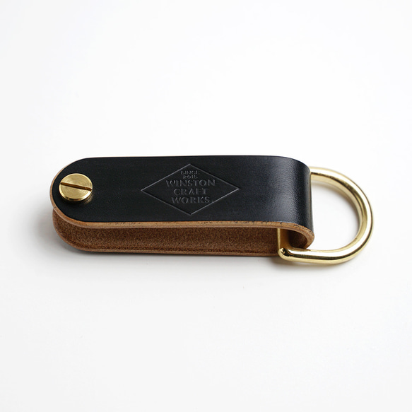 Key Organizer（キーオーガナイザー、キーケース、キーホルダー）のDカン付きです ヌメ芯ブラック ヌメ革 茶芯 1枚目の画像