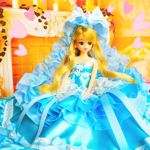 リカちゃん ハンドメイド服 ドール服 人形服 雪解け水のドレス