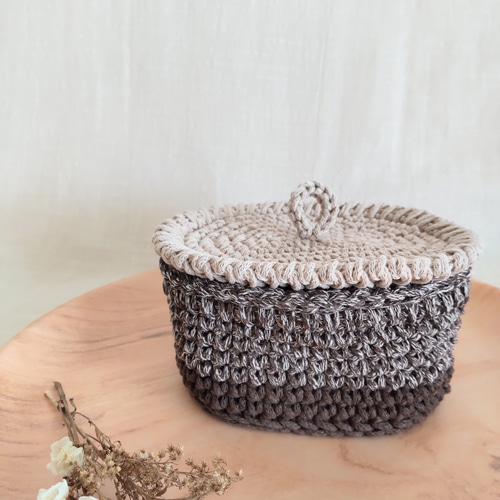 天然素材 アタ雑貨 蓋付き楕円小物入れ アタ製品楕円型小物