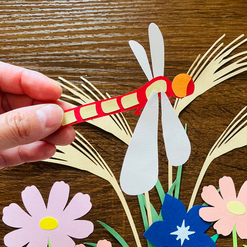 壁面飾り 11月 12月 装飾 秋 赤とんぼ コスモス ススキ 桔梗 保育室