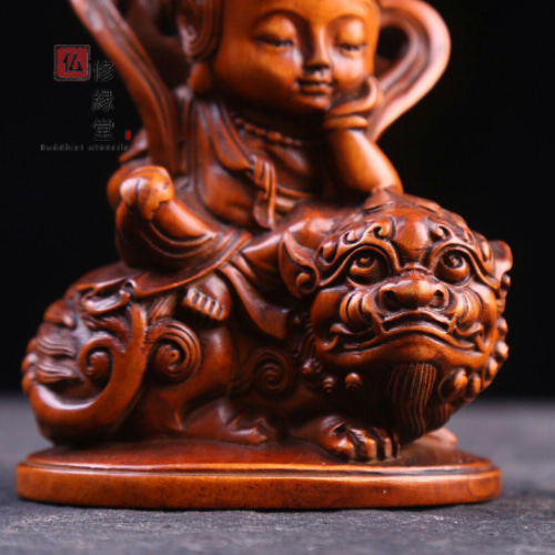 木彫り 仏像 文殊菩蕯 普賢菩薩座像一式 彫刻 仏教工芸品 柘植材 木彫り 仏像 文殊菩薩 普賢菩薩座像一式 彫刻 仏教工芸品 柘植材