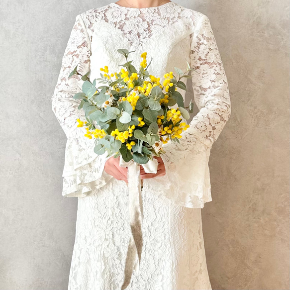 ミモザとユーカリのウェディングブーケ/アーティフィシャルフラワー  