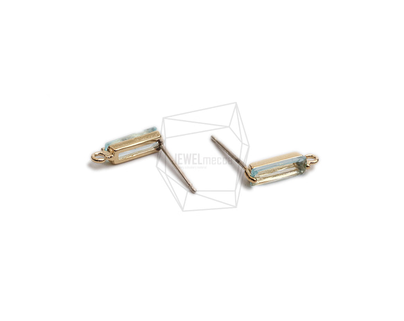 ERG-2295-G【2個入り】スクエアガラスピアス,Square Glass Post Earring 3枚目の画像