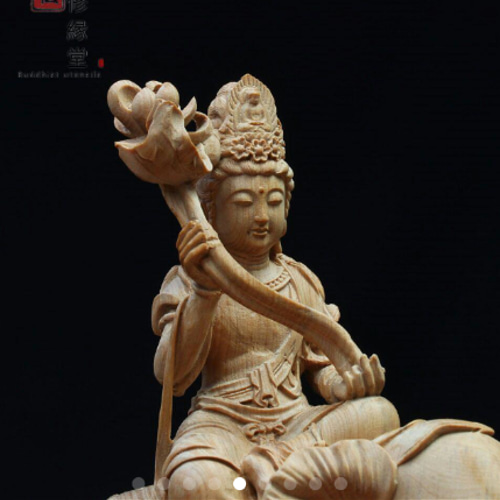 木彫り 仏像 文殊菩薩 普賢菩薩座像一式 柘植材 仏教工芸 精密 木彫り 仏像 文殊菩薩 普賢菩薩座像一式 柘植材 仏教工芸 精密