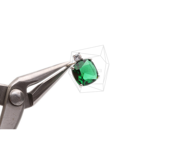 ERG-2296-R [2 件] 方形玻璃耳環，方形玻璃耳環 第4張的照片