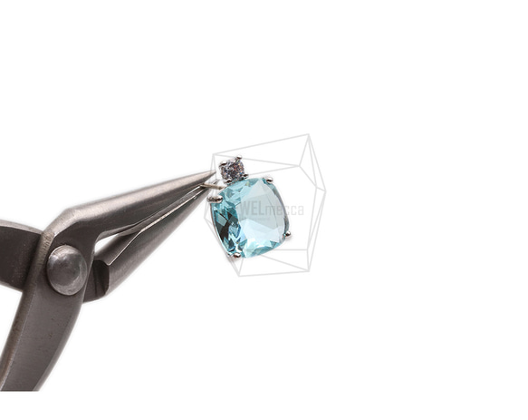 ERG-2298-R [2 件] 方形玻璃耳環，方形玻璃耳環 第4張的照片