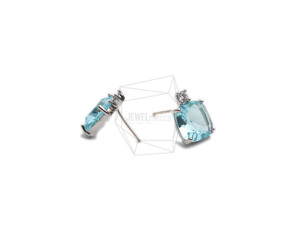 ERG-2298-R【2個入り】スクエアガラスピアス,Square Glass Post Earring 3枚目の画像