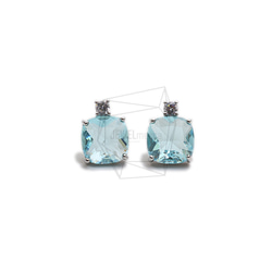 ERG-2298-R【2個入り】スクエアガラスピアス,Square Glass Post Earring 1枚目の画像