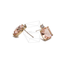 ERG-2299-G【2個入り】スクエアガラスピアス,Square Glass Post Earring 3枚目の画像