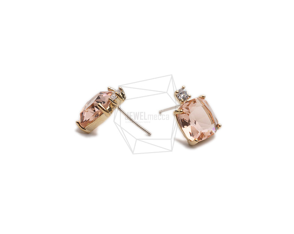 ERG-2299-G【2個入り】スクエアガラスピアス,Square Glass Post Earring 3枚目の画像