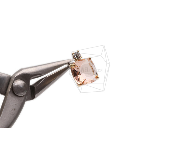 ERG-2299-G【2個入り】スクエアガラスピアス,Square Glass Post Earring 4枚目の画像