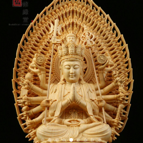最高級 木彫り 仏像 千手観音菩薩座像 彫刻 一刀彫 天然木檜材 最高級 木彫り 仏像 千手観音菩薩座像 彫刻 一刀彫 天然木檜材 F