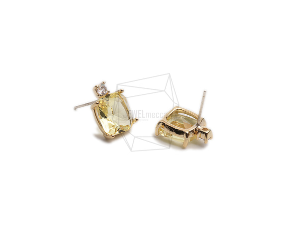 ERG-2300-G【2個入り】スクエアガラスピアス,Square Glass Post Earring 2枚目の画像