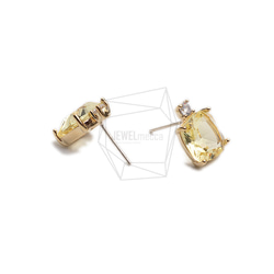 ERG-2300-G【2個入り】スクエアガラスピアス,Square Glass Post Earring 3枚目の画像