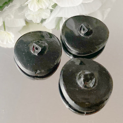 【送料無料】3個 1930s チェコ製 アンティーク ヴィンテージ 黒ガラスボタン 素材 [EY8402] 4枚目の画像