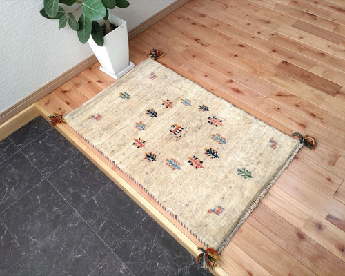 ペルシャギャッベミニランナー125×42アイボリーヤギタイル