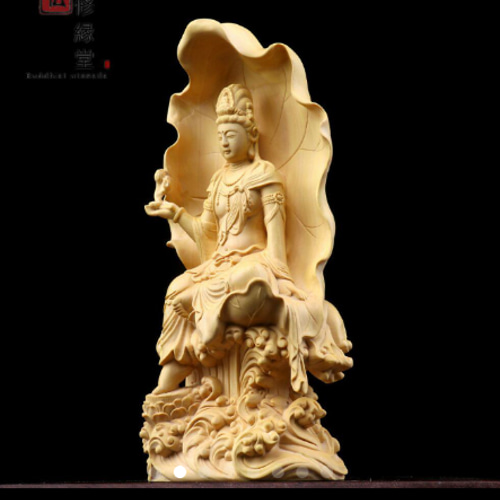 木彫り 仏像 観自在観音菩薩座像 柘植材 仏教工芸 精密彫刻 木彫り 仏像 観自在観音菩薩座像 柘植材 仏教工芸 精密彫刻