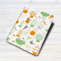 iPadケース 【 森と鳥 オレンジ 】 手帳型ケース ※2タイプから選べます 3枚目の画像