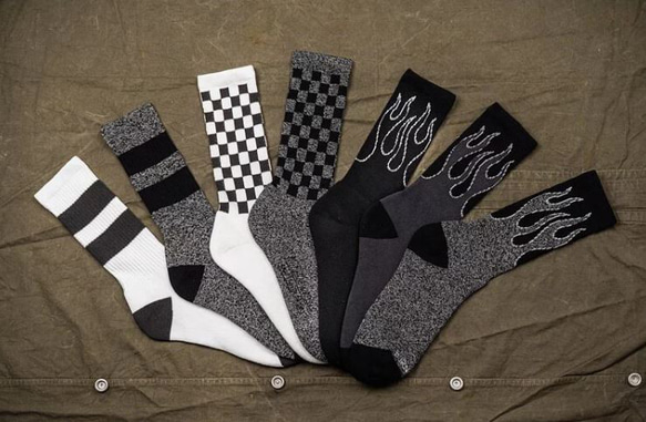 Retro Mid-Tube Cotton Socksclassic stripe(black × white) 4枚目の画像