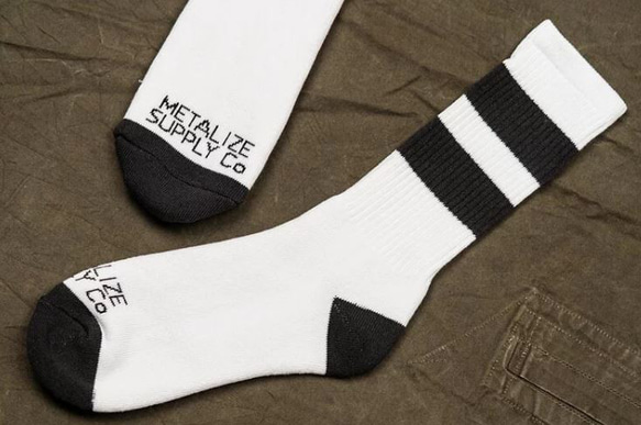 Retro Mid-Tube Cotton Socksclassic stripe(black × white) 2枚目の画像