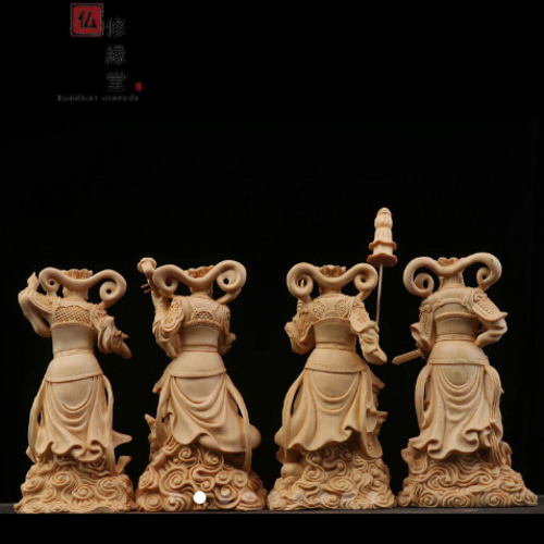 最高級 木彫仏像 四天王立像 彫刻 一刀彫 天然木檜材 仏師で