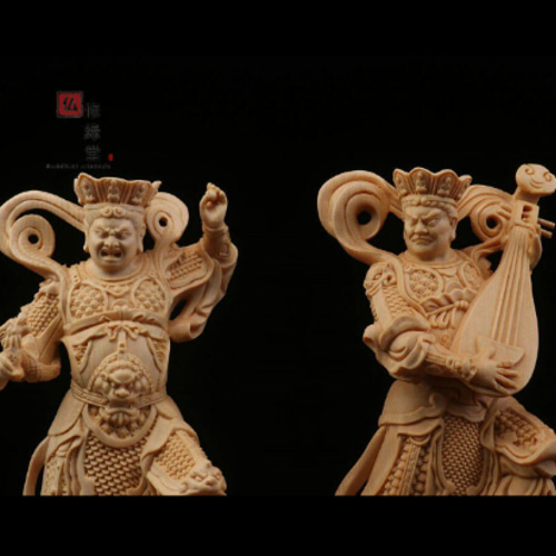 最高級 木彫仏像 四天王立像 彫刻 一刀彫 天然木檜材 仏師で仕上げ D