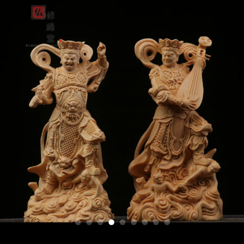 最高級 木彫仏像 四天王立像 彫刻 一刀彫 天然木檜材 仏師で仕上げ D