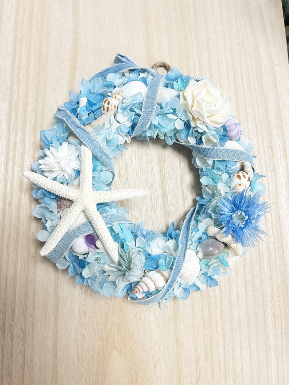 NEW★海色リース⑥珊瑚や貝殻たっぷりのマリンリース★ 4枚目の画像