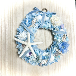 NEW★海色リース⑥珊瑚や貝殻たっぷりのマリンリース★ 2枚目の画像