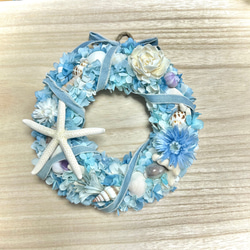 NEW★海色リース⑥珊瑚や貝殻たっぷりのマリンリース★ 8枚目の画像