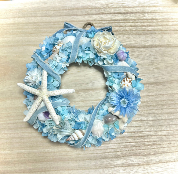 NEW★海色リース⑥珊瑚や貝殻たっぷりのマリンリース★ 8枚目の画像