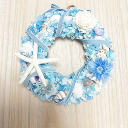 NEW★海色リース⑥珊瑚や貝殻たっぷりのマリンリース★ 3枚目の画像