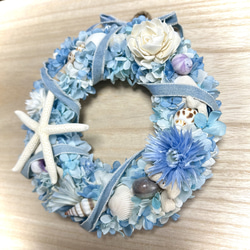 NEW★海色リース⑥珊瑚や貝殻たっぷりのマリンリース★ 5枚目の画像