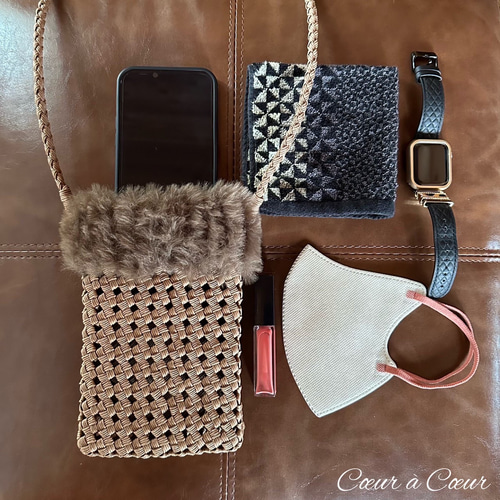 ブラウンファー フォンホルダー スマホポシェット・スマホポーチ Cœur  